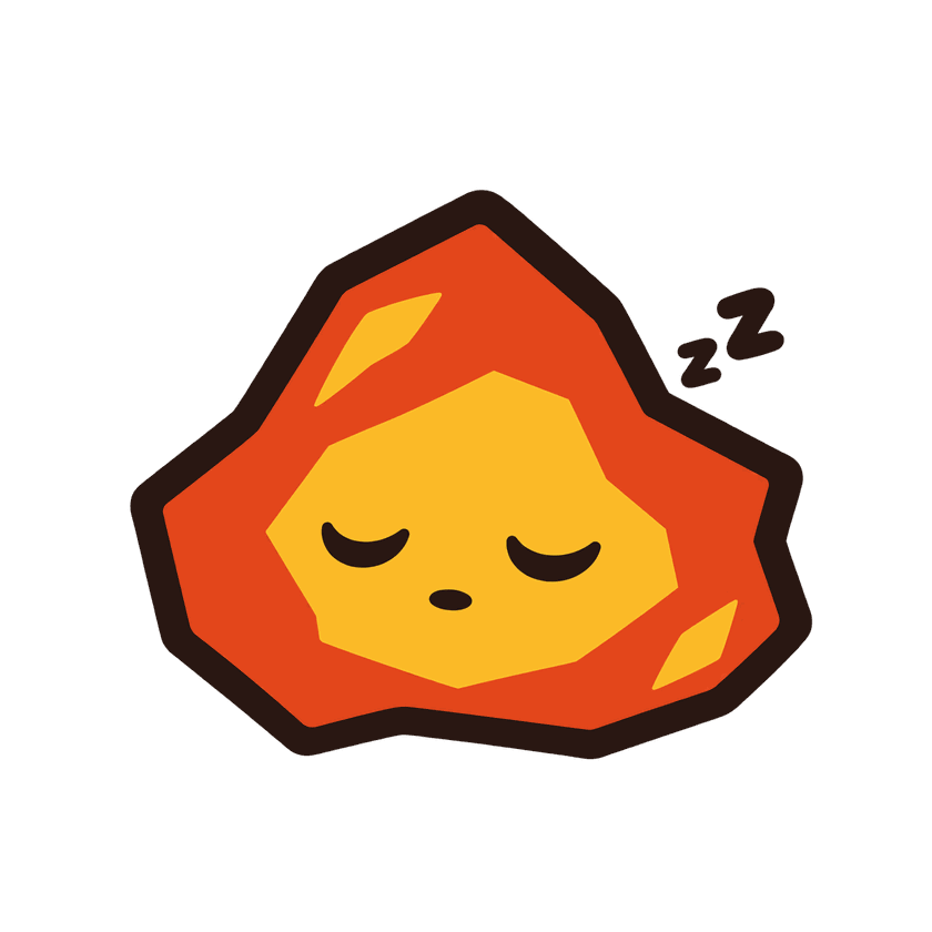 Faya, la braise mascotte de Webfaya, assoupie