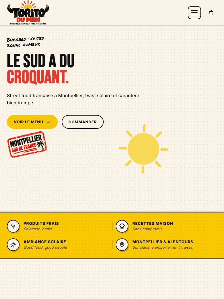 Page d'accueil du site Torito du Midi
